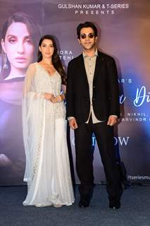 Nora Fatehi looked ethereal in a white salwar suit and Rajkummar Rao looked handsome in a pant suit at the trailer launch of Achha Sila Diya