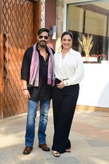 Ajay Devgn and Tabu snapped promoting their upcoming film Bholaa at Sun and Sand hotel in Juhu 