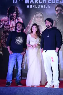 Shirya Saran, Kiccha Sudeep, Upendra Rao, snapped at press conferance of Underworld Ka Kabzaa in the city 