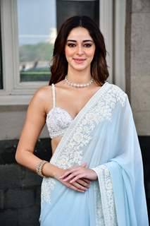 Ananya Panday looks graceful in a powder blue saree for Alanna Panday’s wedding 