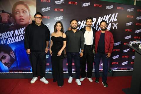 Dinesh Vijan, Yami Gautam Dhar, Amar Kaushik, Sunny Kaushal, Ajay Singh attend the premiere of Chor Nikal Ke Bhaga