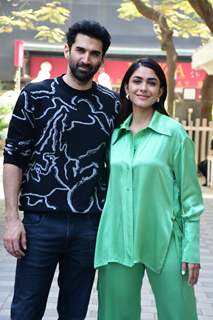 Aditya Roy Kapur, Mrunal Thakur snapped  promoting their upcoming film Gumraah at T-Series office in Andheri