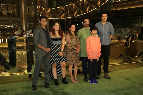 Nupur Shikhare, Ira Khan, Aamir Khan, Azad Rao Khan, Junaid Khan attend the opening of the Nita Mukesh Ambani Cultural Centre