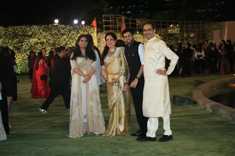 Uddhav Thackeray, Rashmi Thackeray, Aaditya Thackeray attend the opening of the Nita Mukesh Ambani Cultural Centre
