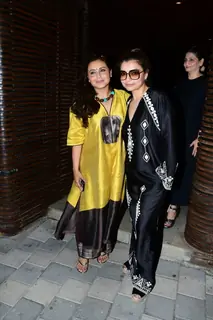 Rani Mukerji Vaibhavi Merchant snapped at the success party of Mrs Chatterjee vs Norway in Juhu 