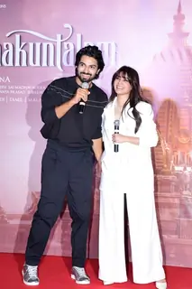 Samantha Ruth Prabhu, Dev Mohan snapped at the press conferance of Shaakuntalam in Mumbai