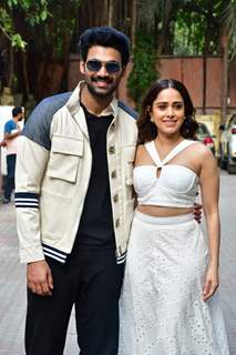 Nushrratt Bharuccha and Sreenivas Bellamkonda snapped promoting upcoming film Chatrapati in the city 