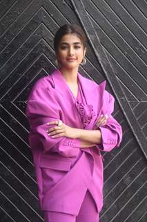 Pooja Hegde spotted promoting her upcoming film Kisi Ka Bhai Kisi Ka Jaan at Mehboob studio in Bandra
