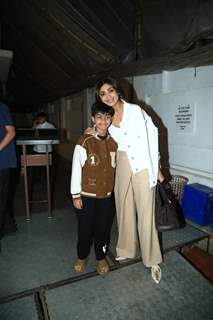 Shilpa Shetty poses with her son clicked in the city 