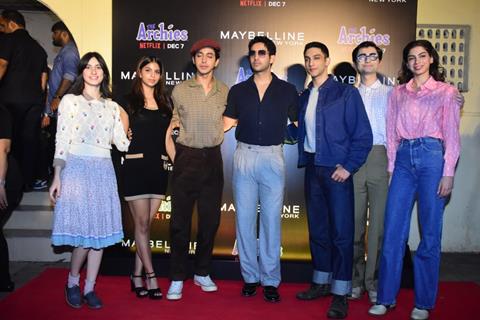Dot, Suhana Khan, Mihir Ahuja, Agastya Nanda, Vedang Raina, Yuvraj Menda, Khushi Kapoor snapped promoting The Archies 