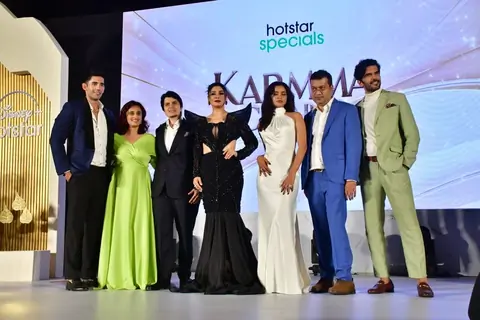 Raveena Tandon, Taher Shabbir and Varun Sood snapped at the trailer launch of Karmma Calling