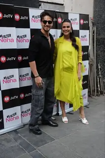 Neha Dhupia and Tiger Shroff posed for photos at No Filter Neha recording