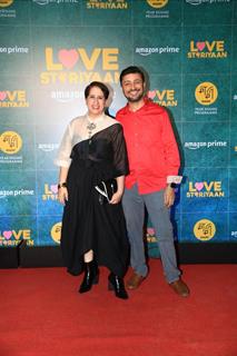 Guneet Monga  attend the screening of Love Storiyaan with her husband