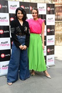 Neha Dhupia and Rashmika Mandanna snapped at No Filter Neha Season 6