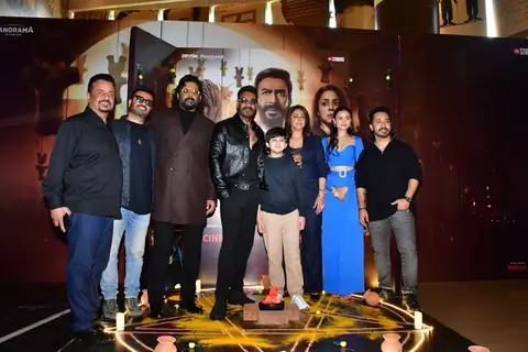 Ajay Devgn, R. Madhavan, Jyotika, Janki Bodiwala and Anngad Raaj  spotted at the trailer launch of 'Shaitaan'