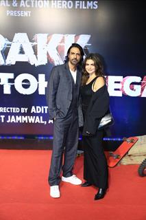Arjun Rampal snapped with Gabreilla at the screening of 'Crakk'