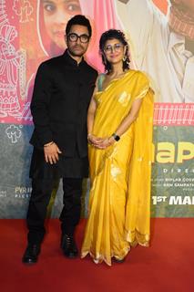 Aamir Khan and Kiran Rao attend the screening of Laapataa Ladies