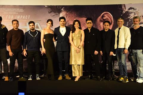 Karan Johar, Sidharth Malhotra, Disha Patani and Raashii Khanna at the trailer launch of Yodha