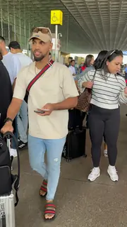 Nicholas Pooran snapped at the airport