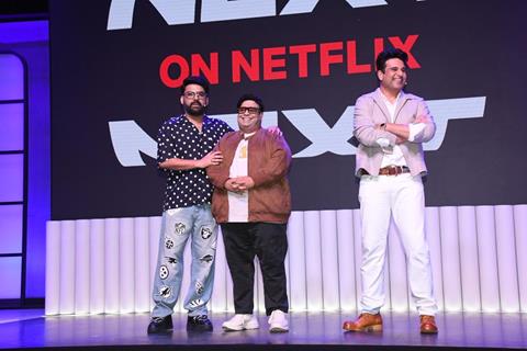 Kapil Sharma, Kiku Sharda and Krushna Abhishek attend press conference of Next to Netflix at Mehboob Studio