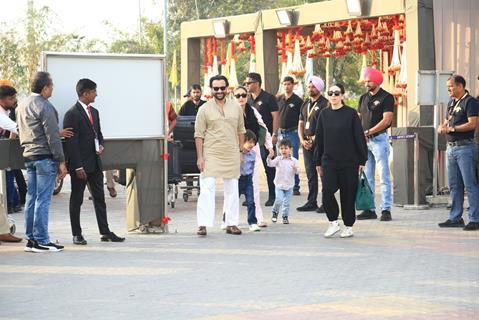 Saif Ali Khan, Kareena Kapoor, Taimur Ali Khan, Karishma Kapoor and Jeh Ali Khan  spotted at Jamnagar airport
