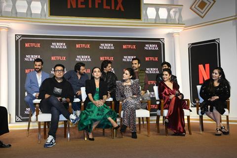 Sanjay Kapoor, Tisca Chopra, Vijay Varma, Sara Ali Khan and Karishma Kapoor snapped at the Trailer launch of Murder Mubarak