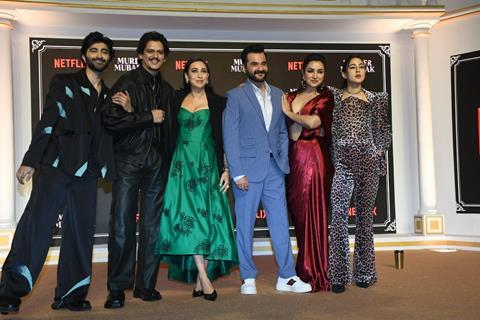 Sanjay Kapoor, Tisca Chopra, Vijay Varma, Suhail Nayyar, Sara Ali Khan and Karishma Kapoor snapped at the Trailer launch of Murder Mubarak