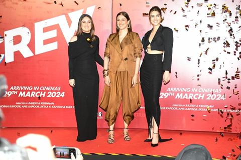 Kareena Kapoor, Tabu and Kriti Sanon snapped at the trailer launch of Crew