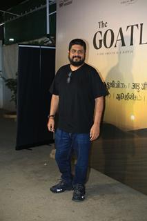 Om Raut snapped at the screening of The Goat Life