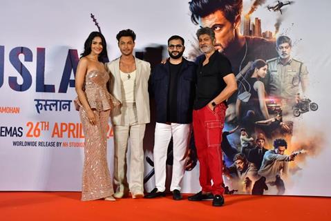 Jagapati Babu, Aayush Sharma and Sushrii Shreya Mishraa snapped at the trailer launch of Ruslaan