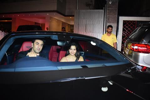 Ranbir Kapoor and Alia Bhatt snapped in the city in their new car
