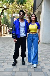 Abhishek Kumar and Ayesha Khan snapped promoting upcoming song Khaali Botel 