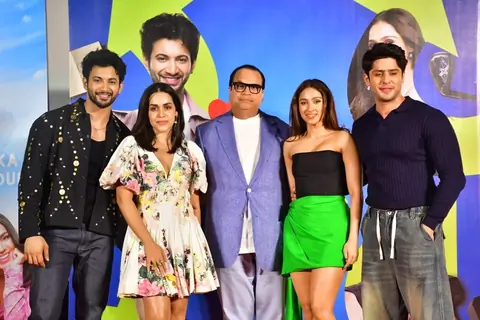 Ramesh Taurani, Rohit Saraf, Pashmina Roshan, Jibraan Khan and Naila Grrewal snapped for the Title Track Launch of Ishq Vishq Rebound