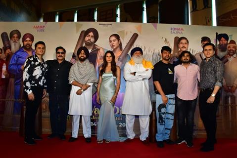 Ammy Virk and Sonam Bajwa snapped at the trailer launch of Kudi Haryane Val Di