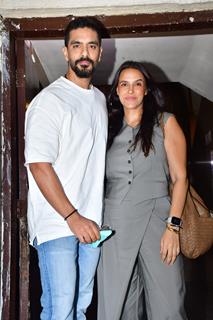 Neha Dhupia and Angad Bedi grace the screening of Mr And Mrs Mahi