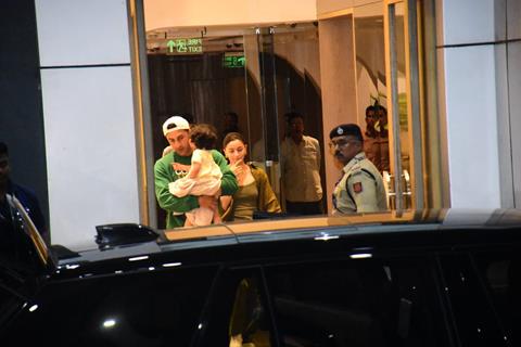 Ranbir Kapoor, Alia Bhatt and Raha Kapoor  spotted at the Kalina airport