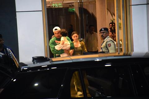 Ranbir Kapoor, Alia Bhatt and Raha Kapoor  spotted at the Kalina airport