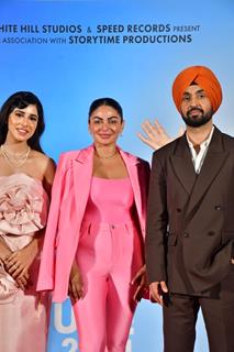 Neeru Bajwa, Diljit Dosanjh and Jasmin Bajwa  snapped for Jatt and Juliet 3 trailer launch