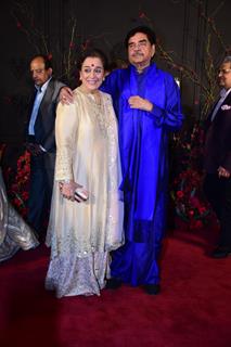 Shatrughan Sinha and Poonam Sinha attend the Sonakshi Sinha and Zaheer Iqbal's wedding reception
