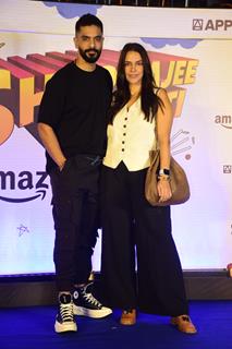 Neha Dhupia and Angad Bedi attend the premiere of Sharma Ji Ki Beti