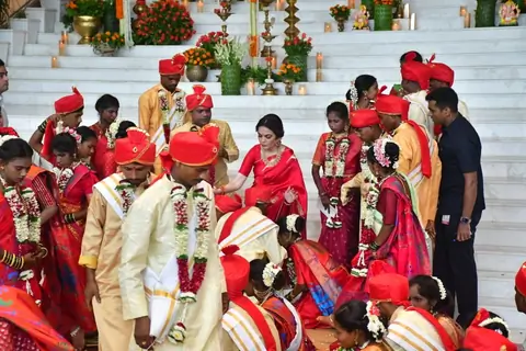  Ambani Family Mass Wedding Event of underprivileged couples for Anant Ambani and Radhika Merchant's wedding functions