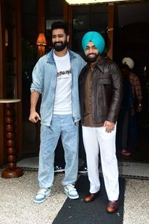 Vicky Kaushal and Ammy Virk snapped promoting their upcoming film Bad Newz