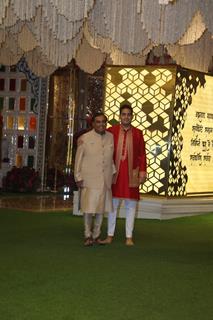 Mukesh Ambani and Akash Ambani attend the Anant Ambani and Radhika Merchant’s Haldi Ceremony