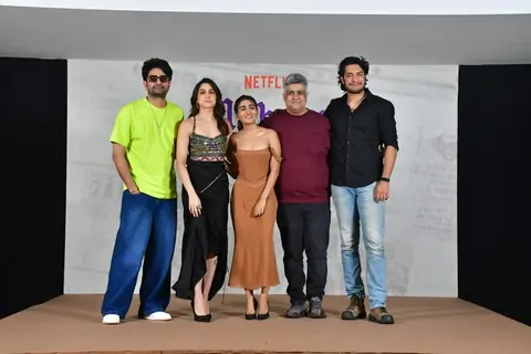 Junaid Khan, Jaideep Ahlawat, Sharvari Wagh and Shalini Pandey attend the Maharaj press conferance