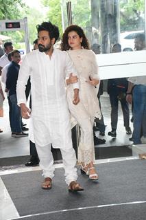 Mithoon and Palak Muchhal attend the prayer meet of Krishan Kumar’s daughter Tishaa Kumar