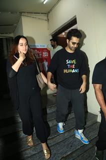 Varun Dhawan and Natasha Dalal snapped in the city last night