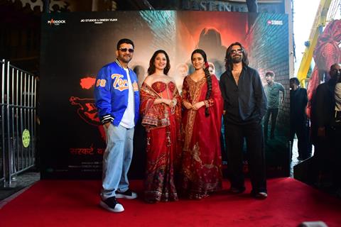 Tamannaah Bhatia, Shraddha Kapoor, Sachin Sanghvi and Jigar Saraiya snapped at the song launch of 'Aaj Ki Raat' from Stree 2