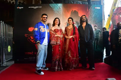 Tamannaah Bhatia, Shraddha Kapoor, Sachin Sanghvi and Jigar Saraiya snapped at the song launch of 'Aaj Ki Raat' from Stree 2