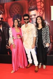 Charmy Kaur, Kavya Thapar and Ram Pothineni snapped at Their song launch of ‘Big Bull’ at Double ISMART in Mumbai.