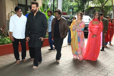 Sanjay Dutt, Charmy Kaur, Puri Jagannadh, Kavya Thapar and Ram Pothineni snapped at Siddhivinayak Temple